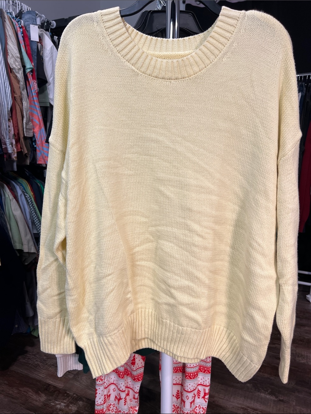Classic Crewneck Women's Sweater in Pale Yellow